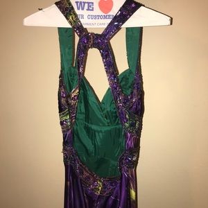 purple green and gold dress